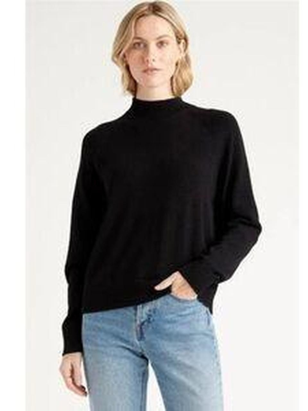 Quince Black Mock-Turtleneck Sweater